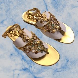 EUC COLIN STUART Gold Coin Flat Sandals